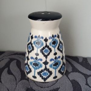 Salt Shaker, Painted Ceramic, Navy Blue Off White